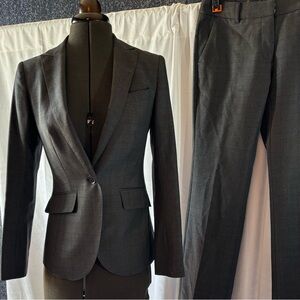 Red Women's Dark Charcoal Plaid Single-Button Blazer